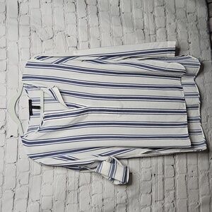 BCBG Max Azria Women's Striped Long Sleeve Blouse Roll Tab Sleeves Size Medium